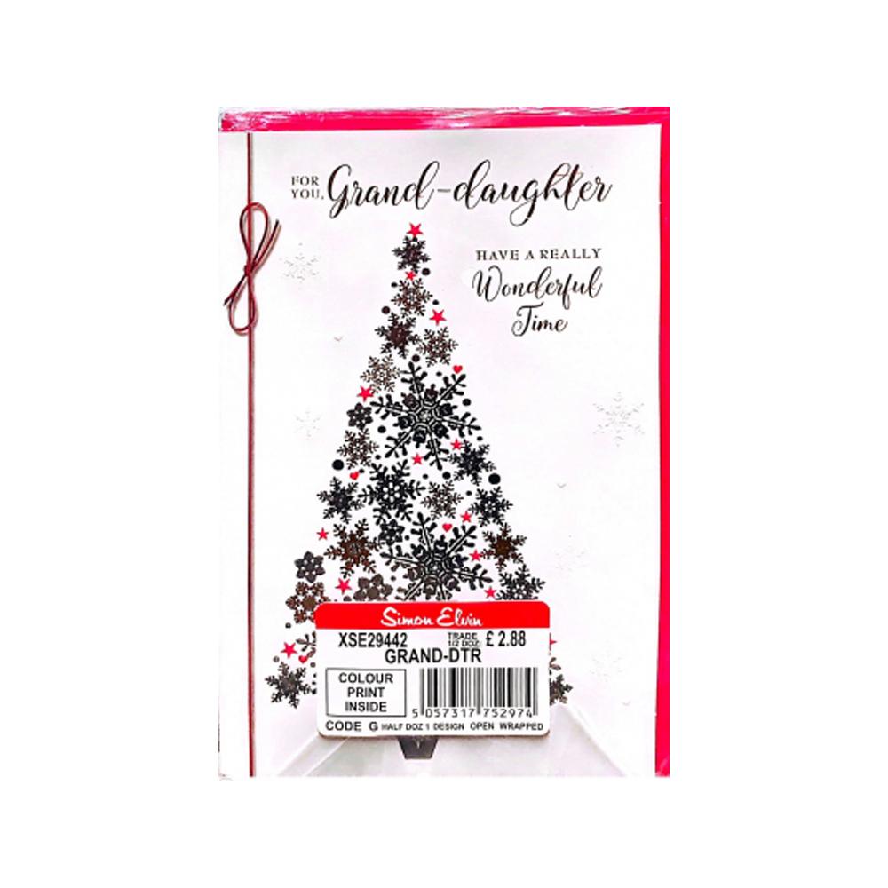 Simon Elvin For You Grand Daughter Snowflake Christmas Card (Pack of 6)