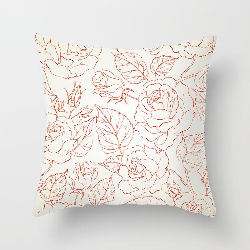 Ins Small Fresh Plant Car Sofa Pillow Cushion Cover Office Printed Lumbar Cushion Home Supplies