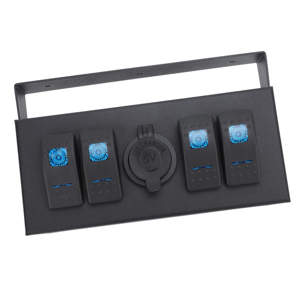 Toggle Rocker Switch Panel Versatile Fireproof Water Resistant 4 Gang Rocker Switch Box for Ships Yachts RVs Buses