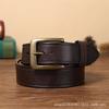 Belt Men's Retro Hand-Rub Color Distressed Pure Cowhide Leather Pin Buckle Fashion Trendy Korean Style Brass Buckle Belt