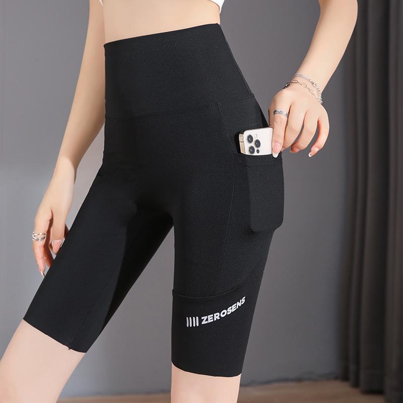 Women's Pocket Shark Pants - Summer Lightweight, No-Line, Tummy-Control Cycling & Yoga Shorts
