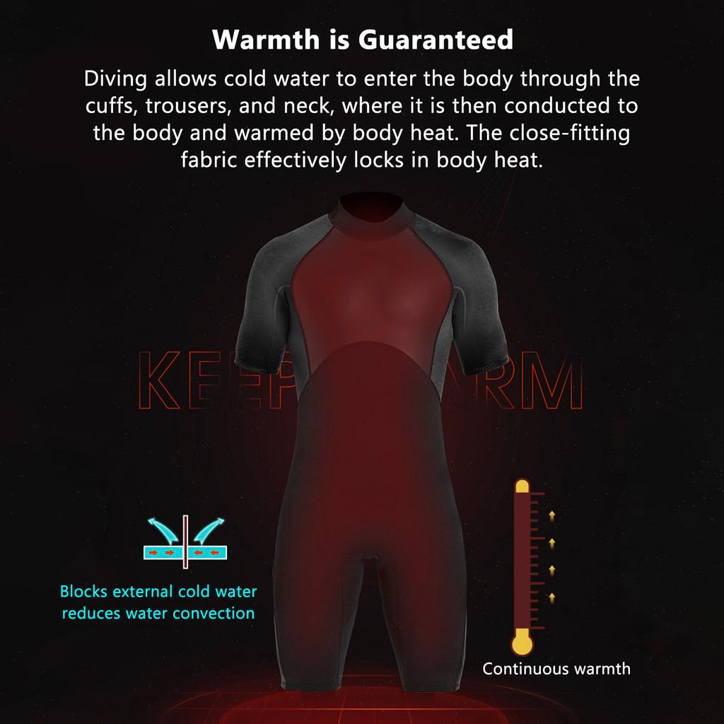 Men s Wetsuit Shorty 2mm Neoprene Full Body Diving Suits for Scuba Diving Surfing Swimming Water Sports Men Black XL