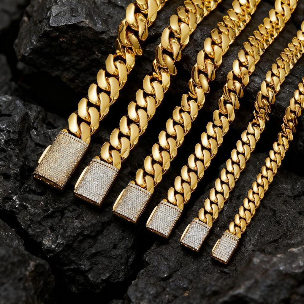 2026 Tendenza Europea e Americana Fibbia a Pattina Miami 12MM Multi-taglia Catena Bracciale Cubanico