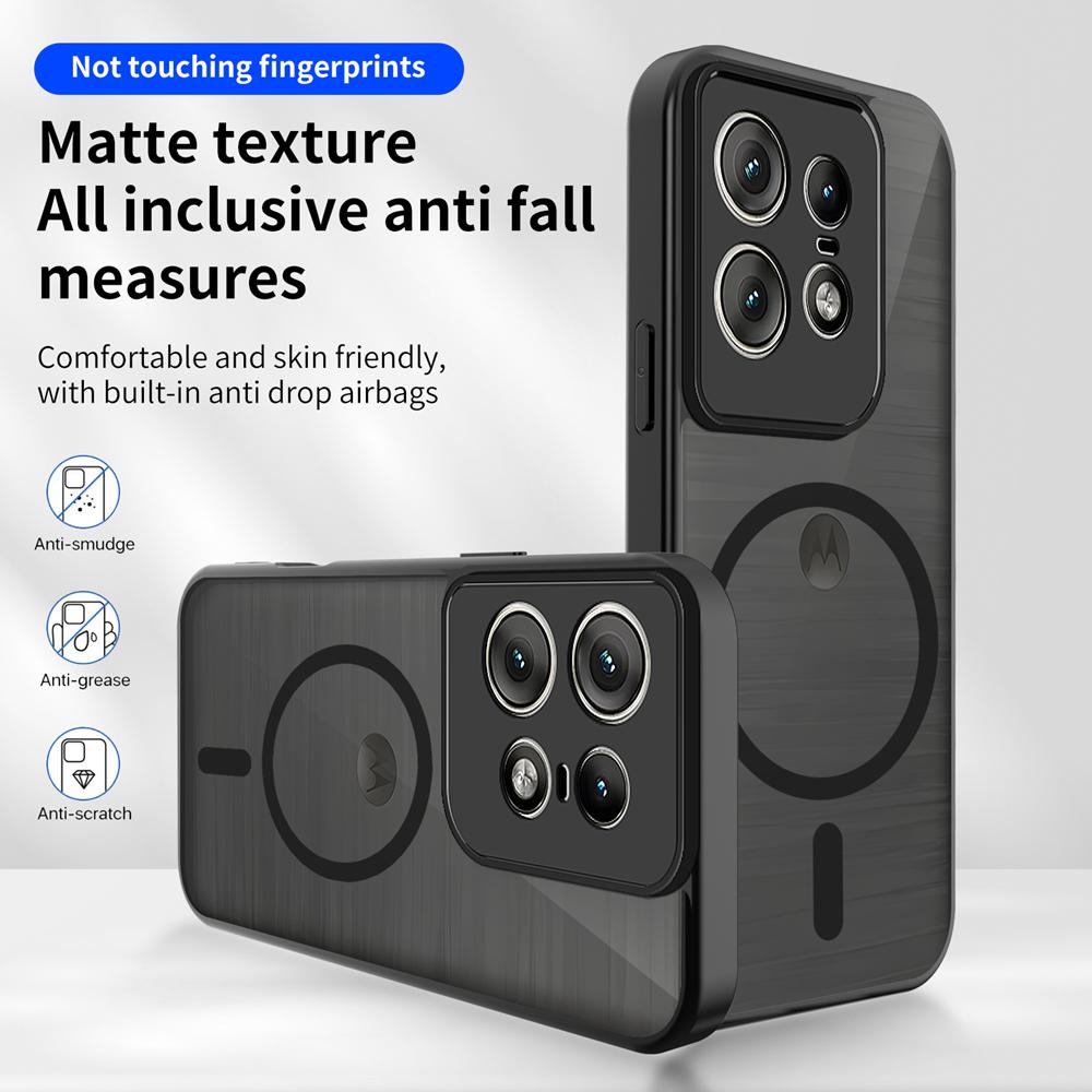 KEYSION Magnetyczne Etui na Telefon do Motorola Edge 50 Pro 5G Matowe Półprzezroczyste Przezroczyste Odporne na Wstrząsy Pokrowiec do Edge 50 Ultra 50 Fusion 5G