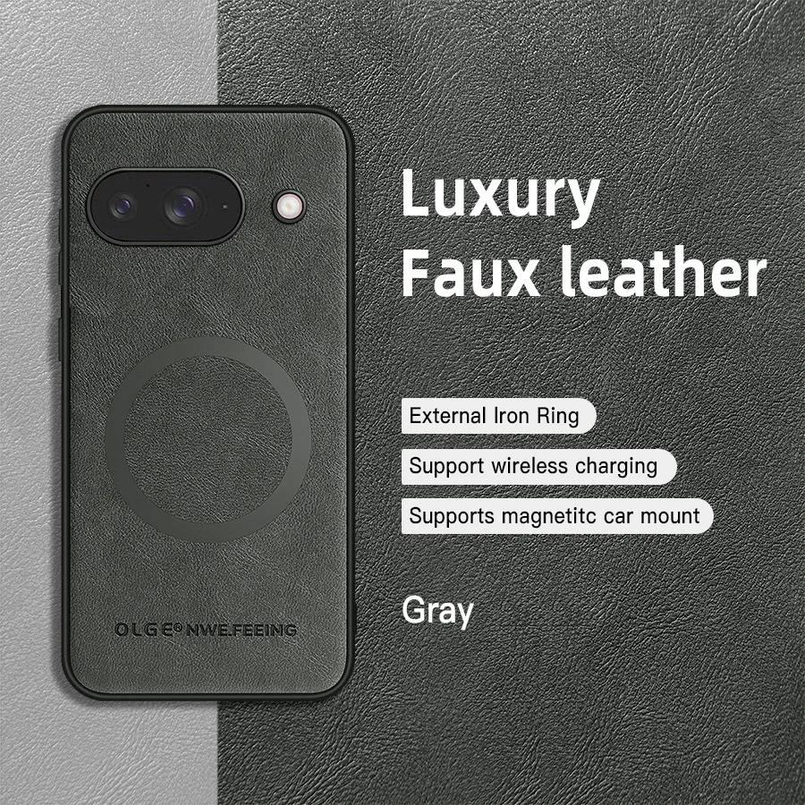 For Google Pixel 9 9A 9 Pro 9 Pro XL  PU Leather Magnetic Ring Soft Edge Anti-Drop Anti-Fingerprint Phone Case