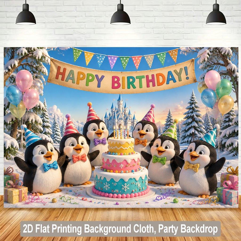 2D Flat Backdrop1pc Birthday Scene Cute Backdrop Banner Polyester Wall Decor For Living Room Bedroom Office Outdoor Decor Holiday Gift