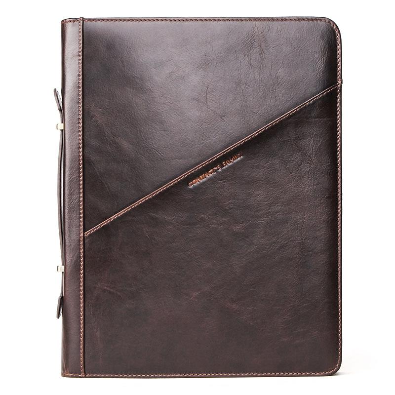 Leather Laptop Bag Portable Business Office A4 Paper Multi-Function Laptop Storage Bag