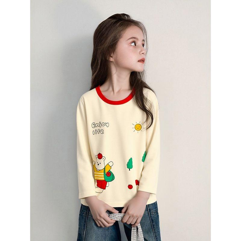 American Foreign Trade Children's Clothing Base Shirt 2026 Autumn New Style Baby Girl Clothes Children's Pure Cotton Round Neck Long-Sleeve T-Shirt