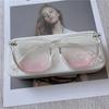 Tr90 Black Frame Blush Glasses Women'S Sun Lenses Japanese Sweet Anti-Blue Flat Glasses