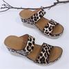 Women Lace-up Closed Toe Comfortable Slip On Leopard Snake Print Wedge Slippers