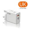 120W Schnellladeblock UK EU US Universeller Stecker Duale USB-A- und Typ-C-Anschlüsse Tragbares Ladegerät für Zuhause, Büro, Reisen