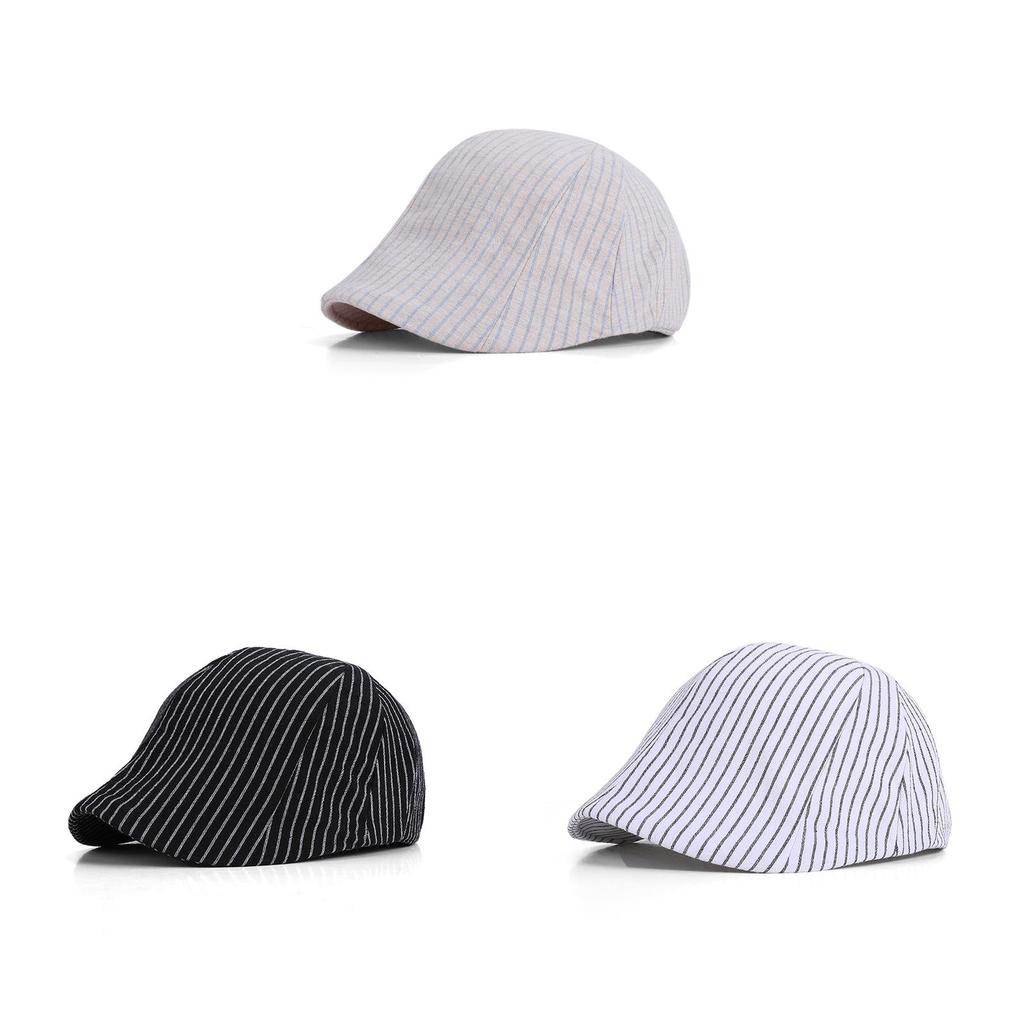 Sun Protection Cotton Striped Beret Hat For Women Spring And Summer Outdoor Casual Fashion