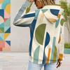 Women Plus Size Geometric Printed Long Sleeve Drawstring Hood Kangaroo Pocket Pullover Hoodie