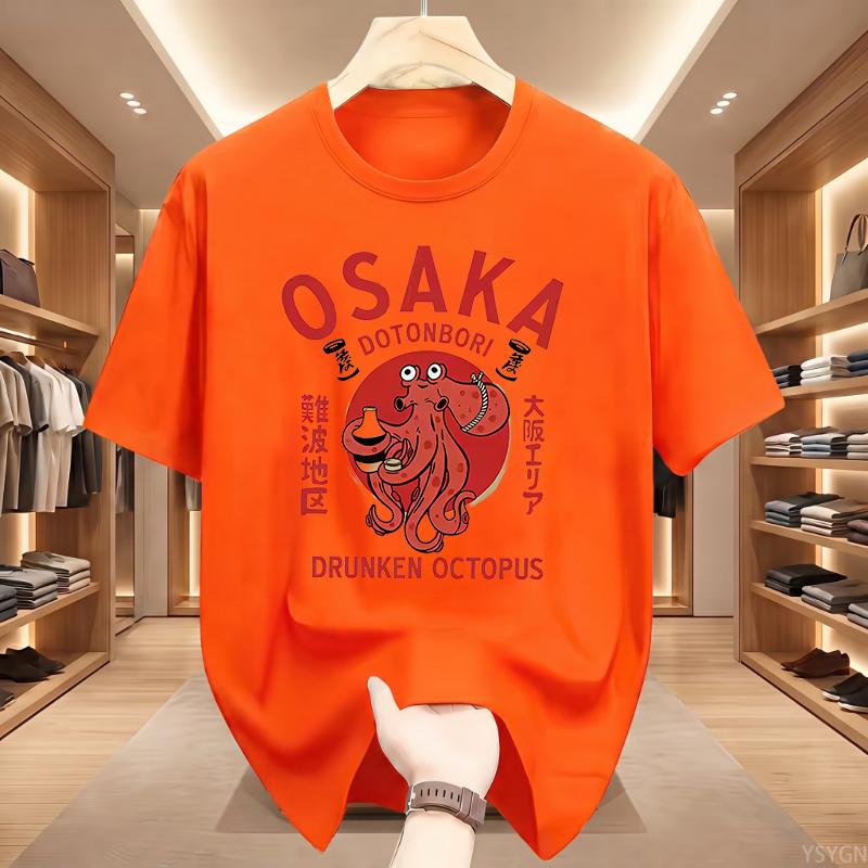 Osaka Dotonbori Drunken Octopus Graphic T Shirts Japanese Style Street Food Lover Tshirt Cotton Vintage Short Sleeve Tees