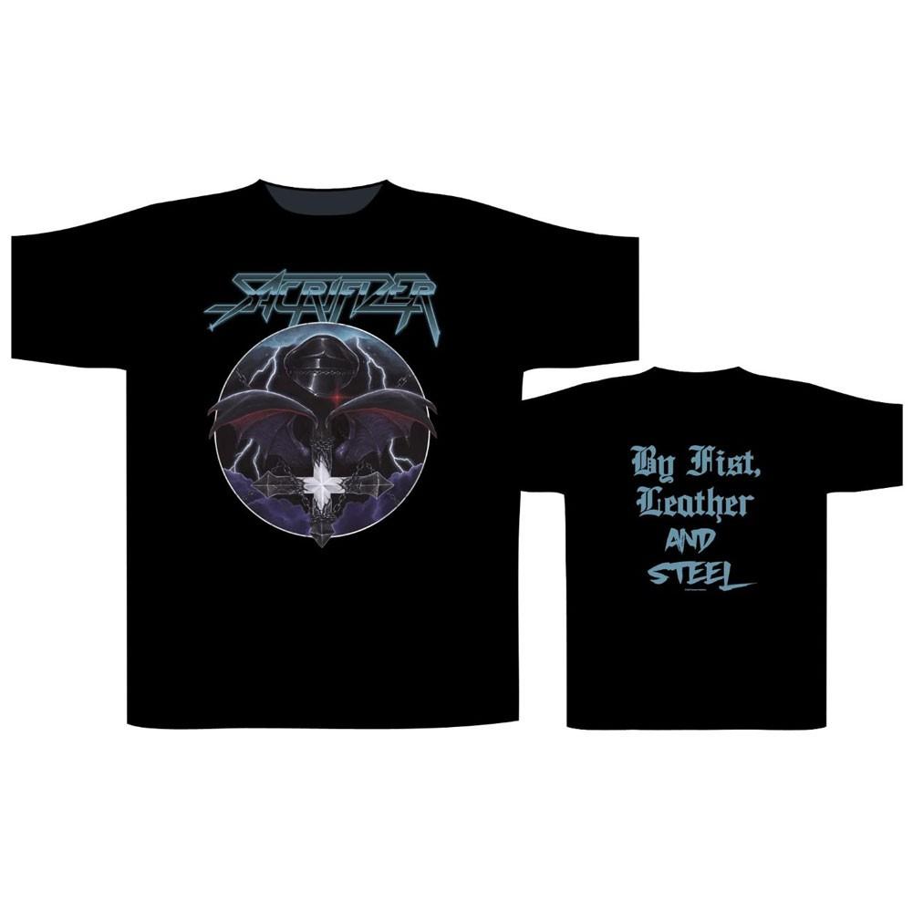 Men s Sacrifizer By Fist, Leather And Steel T-shirt Small Black S