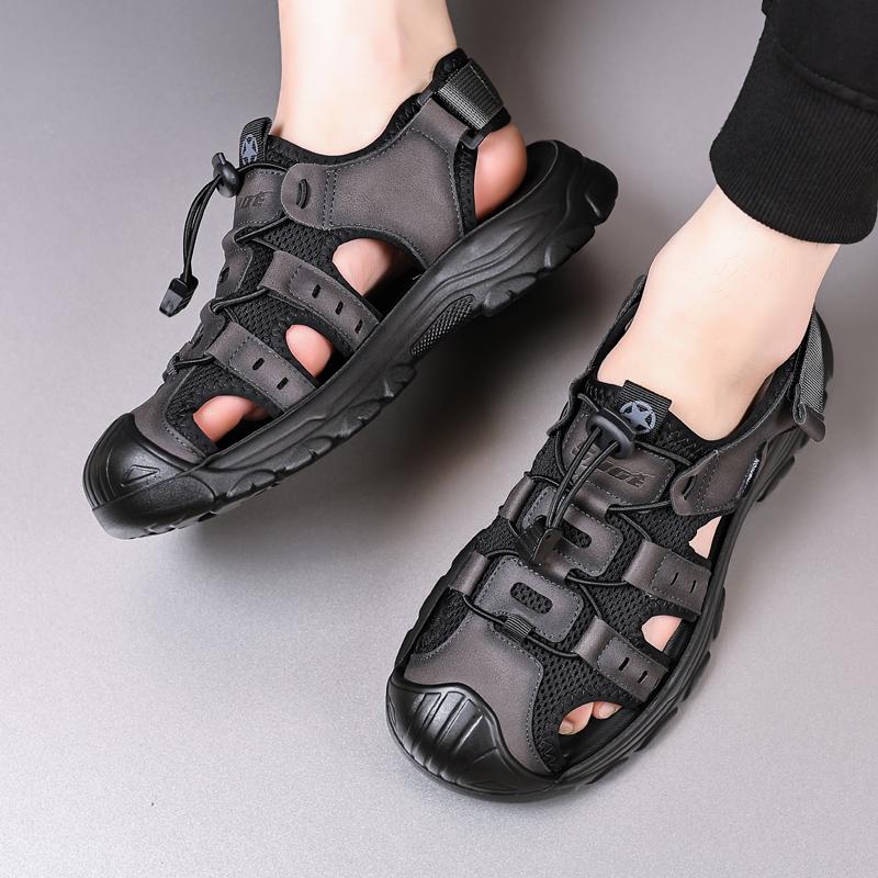 FashionBrand Men Sandals Genuine Leather Men Shoe Cowhide Leather Classic Summer Slides Fashion Outdoor Beach Gladiator Sandals for Men