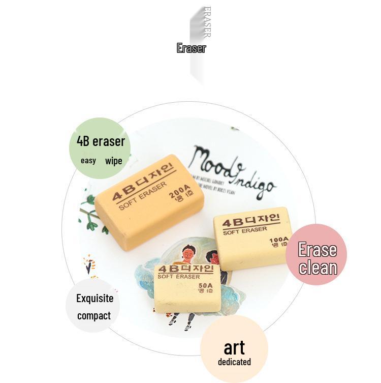 4B Cartoon Creative Erasers for Kids - Yellow Pencil Erasers, Pack of 100A