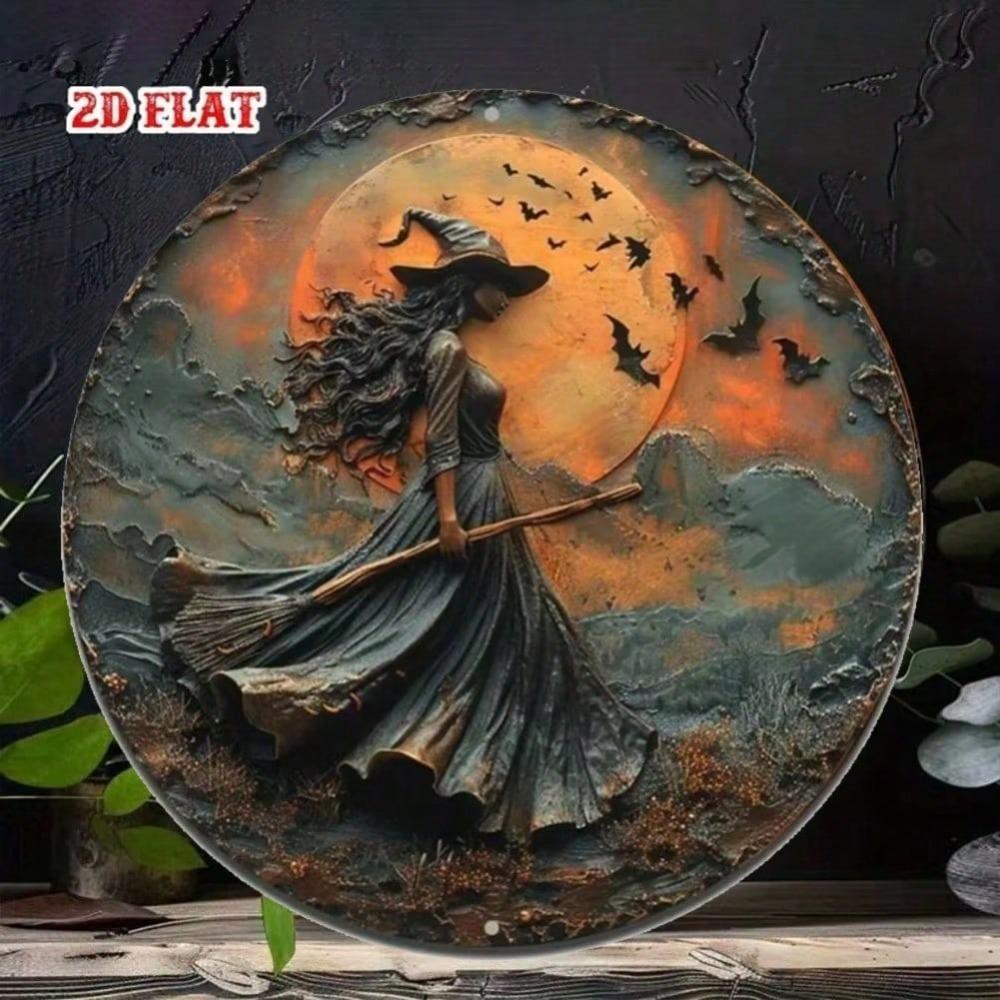 Retro 2D Round Aluminum Wall Decor for Home Living Room Vintage Metal Art Sign