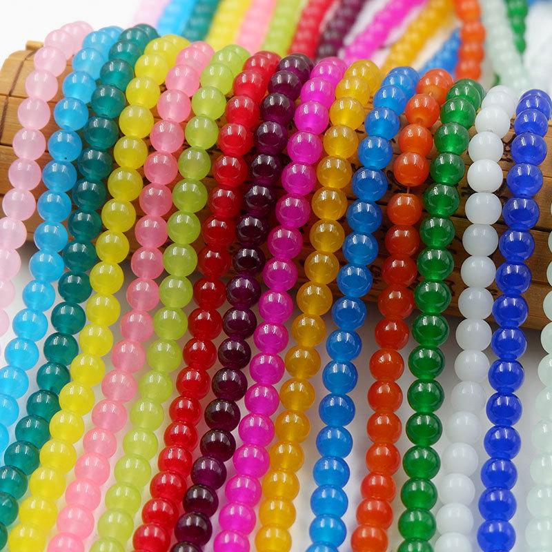 8MM Glossy Synthetic Jade Agate Glass Beads for Bracelets, Necklaces, Hairpins - Round Imitation Jade Loose Beads