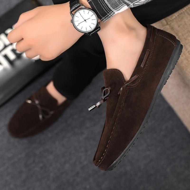 Soft Brown Leather Shoes for Men Plain Social Common Summer Sale 2025 Trend Classic Original Elegant Pu Man Casual Shoe