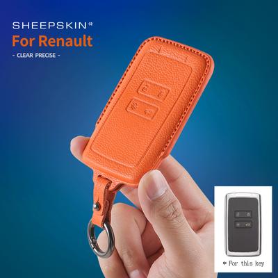 Goat Skin Car Key Case Full Cover Fob for Renault Koleos Kadjar Megane Talisman Captur Espace Clio 2016-2019 4button Accessories