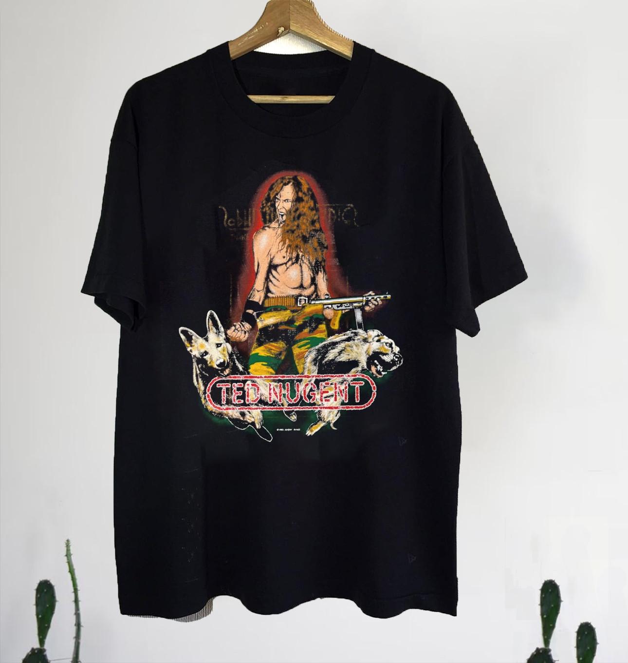 VTG Ted Nugent World Conquest Cotton T-Shirt Full Size BS812 XXXXL