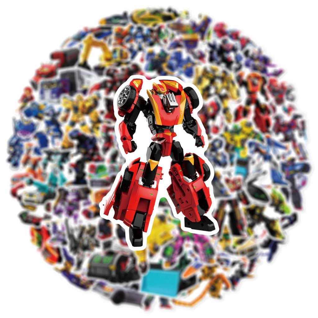 50 PCS Cartoon Car Robot Warrior Sticker Pack, Waterproof Graffiti Vinyl Decals for Notebook Phone Luggage Fridge, Action Figure Stickers