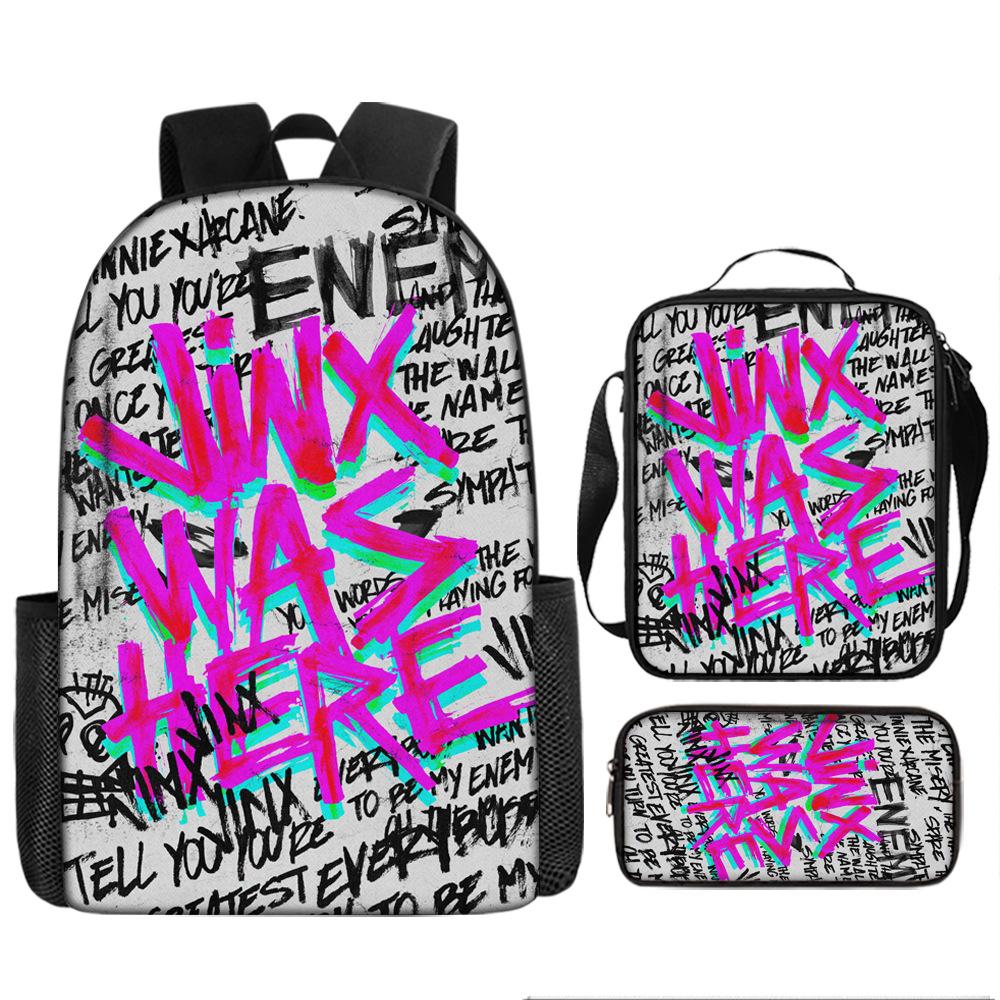Battle of the Twin Cities Arcane Children's School Bag Pencil Case Backpack Elementary School Cartoon Backpack Three-piece Set