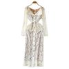 High-end Celebrity Dress Women's Autumn Fashion Lapel Single-breasted Strap Waist Hip-wrapped Lace Long Skirt