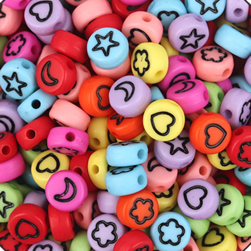 100Pcs Acrylic Flat Letter Beads Alphabet Round Smile Spacer Loose Bead For Diy Jewelry Bracelet Charm Supplies