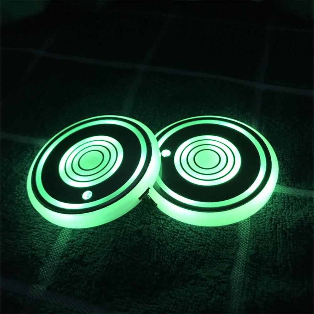2Pcs Cup Pad Car Accessories LED Light Cover Interior Decoration Lamp 7 Colors