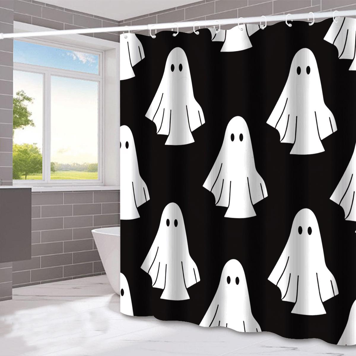 

Halloween Bat Spirits Washable Dirt-Resistant Shower Curtain Shower Head Waterproof Polyester Bath Curtain For Home Decor W90*H180(CM)-1 Pcs