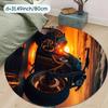 Steampunk Motorcycle Sunset RoundRug Flannel Artistic Floor Mat Industrial Style HomeDecor Soft Non Slip Washable Carpet for Man