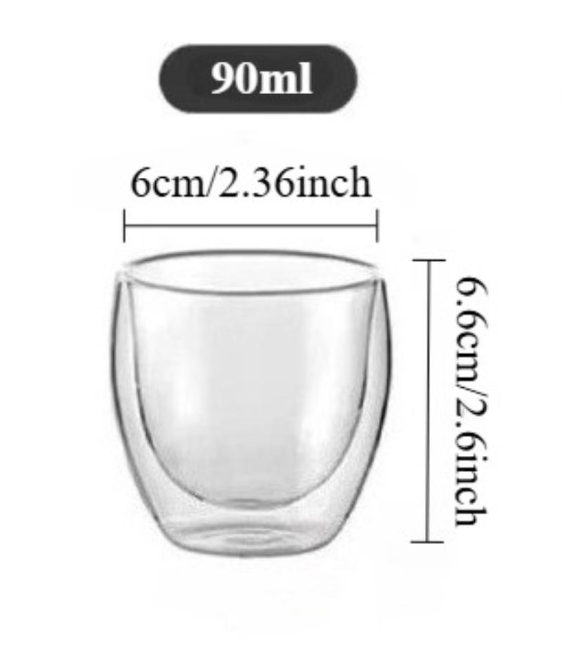 5 Sizes Double Wall Insulated Glass Cup Set Handmade Clear for Espresso Beer Tea Whiskey Multipurpose Drinkware 90ml-500ml