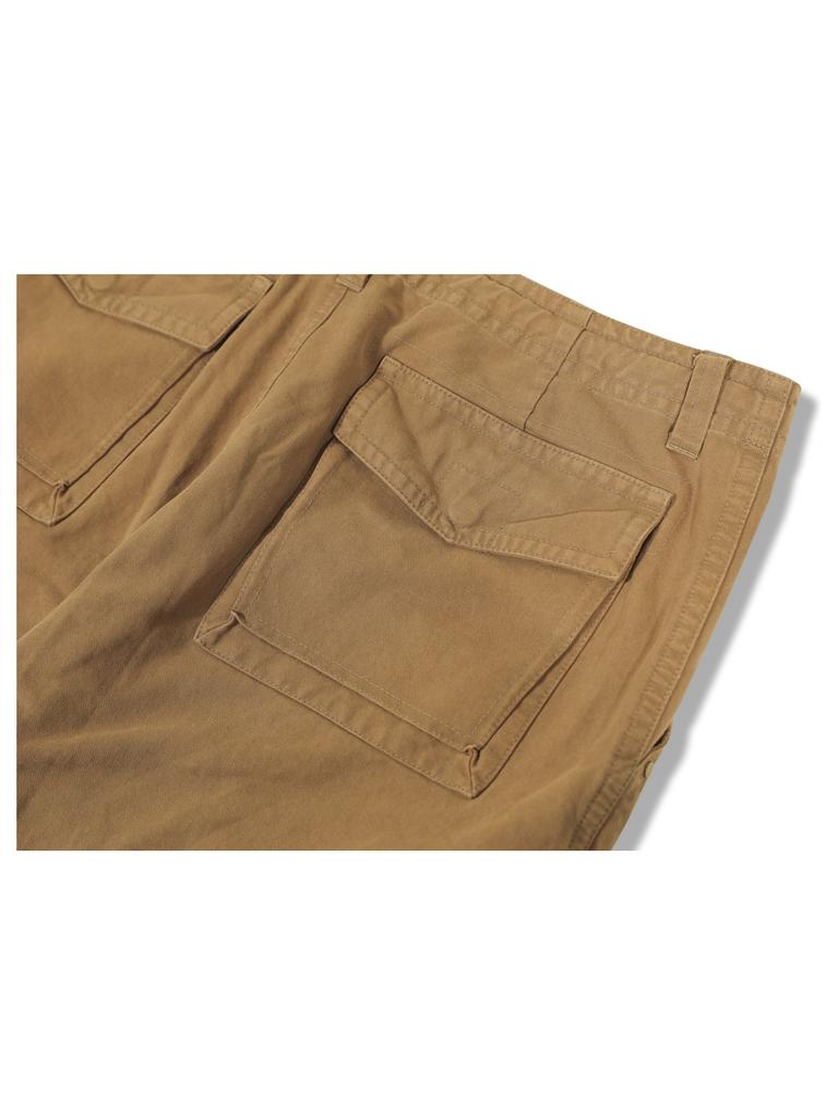 GUBIN Vintage Washed Tail Pocket Cotton Pants - Beige