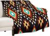 Black White Abstract Geometric Vintage Textured Boho Pattern Print Super Soft Flannel Throw Blanket for Bed Sofa