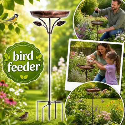 Metall-Vogelfutterständer im Vintage-Stil mit Wasserbad-Becken, Outdoor-Gartendekoration, Eisen-Hof-Pflanzenhalter