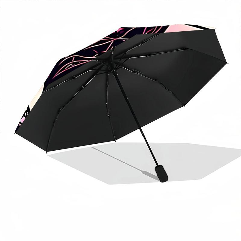 1pc Heart Mandala Automatic Open/close Umbrella, 8-Rib sturdy structure, Portable Travel Umbrella, Parties, Everyday Usel014