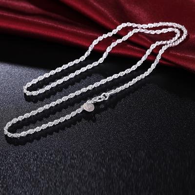 925 Sterling Silver 3mm Water Ripple Chain Necklace Wedding Fashion Jewelry