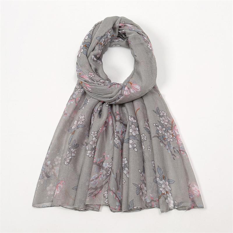 Winter Thin Fashion Bloosm Floral Viscose Shawls Scarf Lady High Quality Wrap Pashmina Stole Bufandas Muslim Hijab 180*85Cm