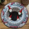 Funny 3D Effect Gnome Rug Non-slip Round Carpet for Christmas Decoration Living Room Bedroom Floor Mat