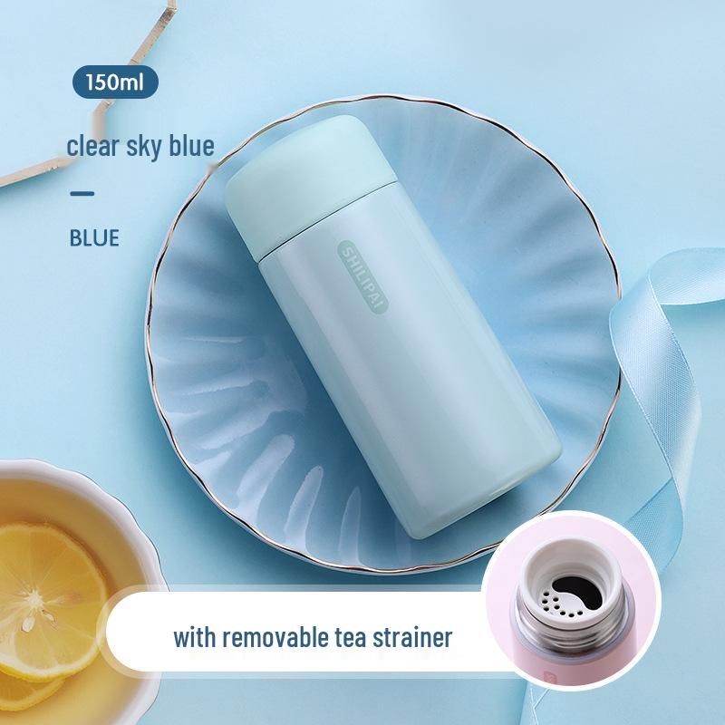 Stylish Mini Insulated Cup for Girls - Portable Pocket Size with Tea Infuser, Leak-Proof 304 Stainless Steel.
