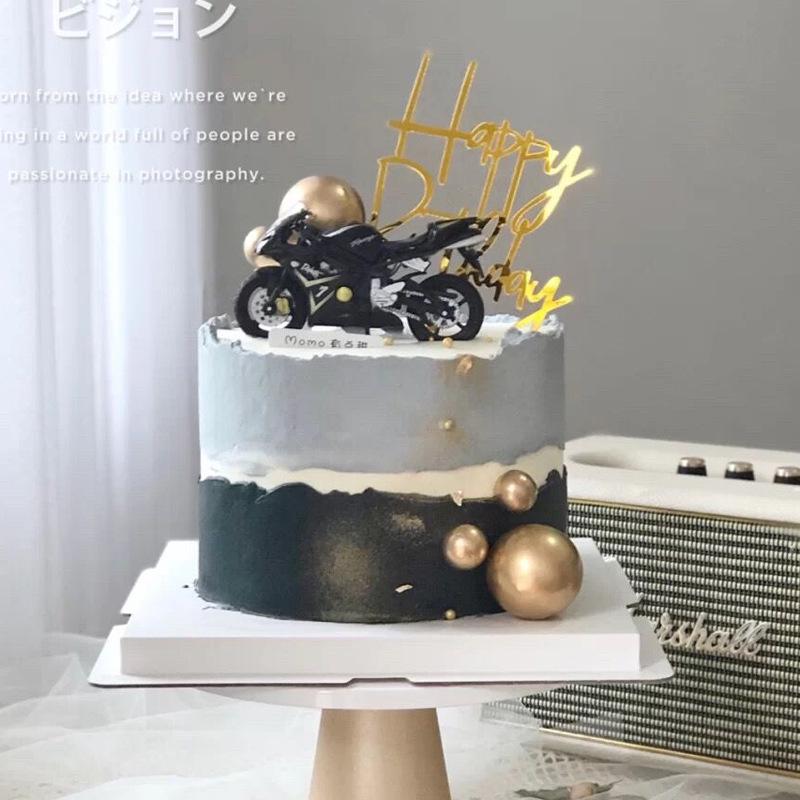 Father's Day Motorcycle Cake Topper: Alloy Slide Motorcycle Model Birthday Gift