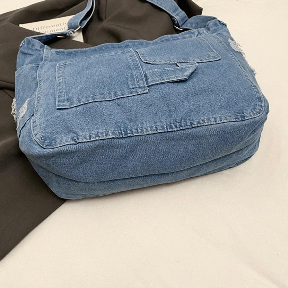 Borsa a Spalla in Denim di Grande Capacità Borsa a Tracolla Versatile Borsa Hobo Sling alla Moda Borsa
