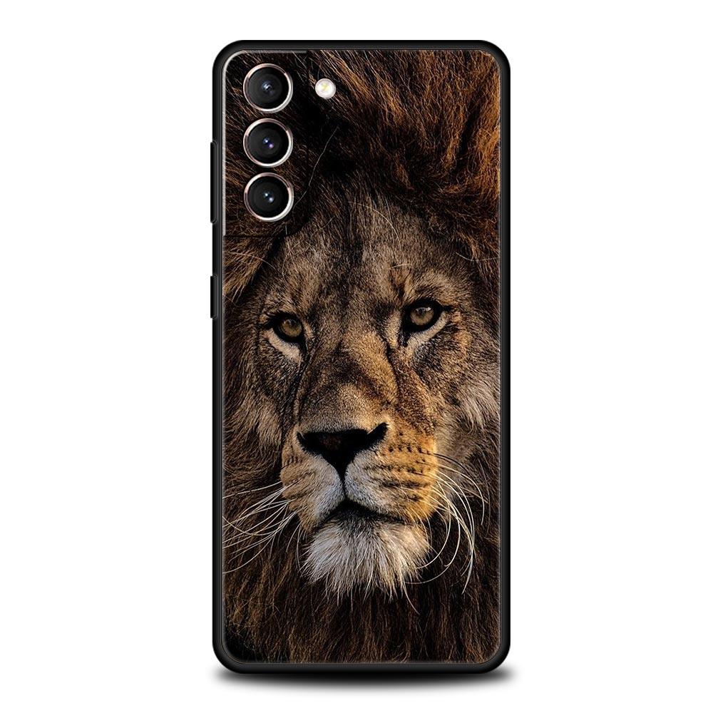 Lion King Animal Phone Case For Samsung Galaxy S26 Ultra S25 Plus S24 FE S23 S22 5G S21 S20 Cover Black Soft