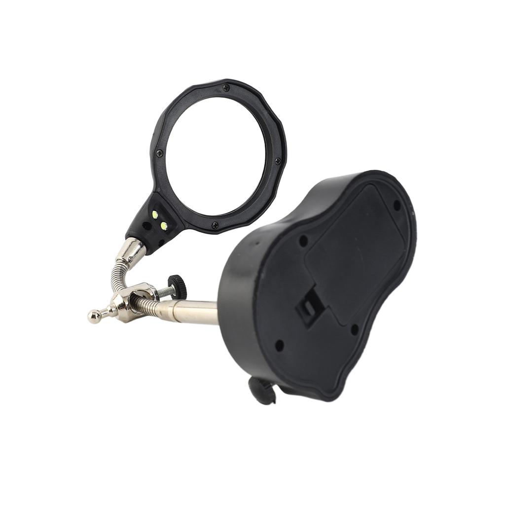 LED Magnifying Magnifier Glass with Light On Stand Clamp Arm for Jewellery Making Black