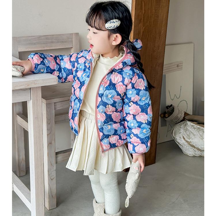 Fashion Girls' Warm Cotton-padded Clothes Winter Baby Girl Thickened Short Cotton-padded Jacket Children's Autumn Cute Cartoon Print Coats