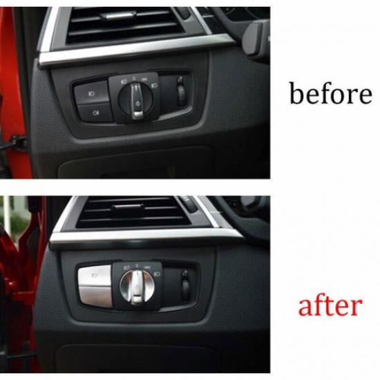For BMW X1 F48 Matte Silver Car Inner Headlight Switch Control 16-21 Cover Trim