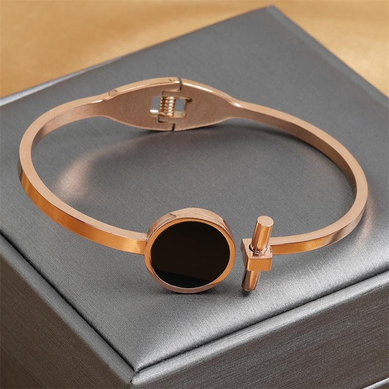 

Модные браслеты из титановой стали цвета розового золота для женщин, изысканные подарки на день рождения, годовщину, с цирконами