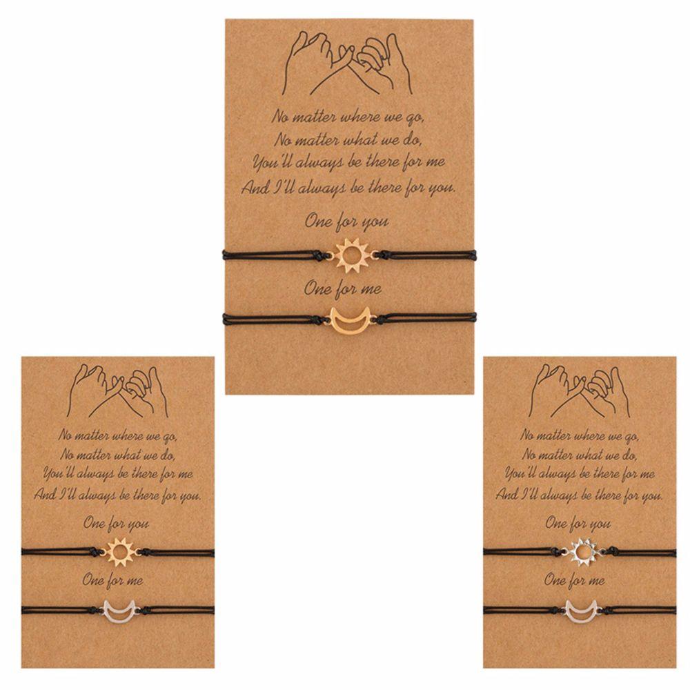 Lovers Sun Pendants Moon Fashion Jewelry Hand-woven Bracelets Braided Hand Ropes Couple Bracelets